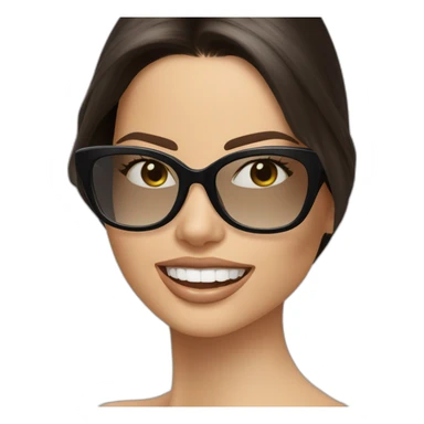 adriana lima, con cabello largo y liso, con lentes claros sticker