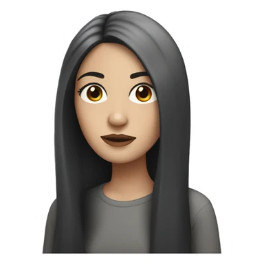 Pale with woman with long black hair with a middle part and hazel eyes sticker