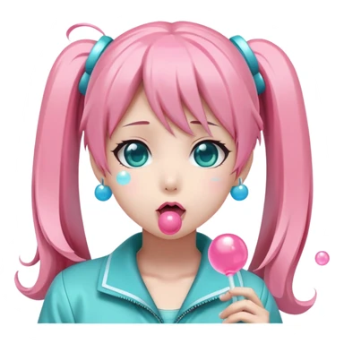 Hatsune miku blowing bubblegum sticker