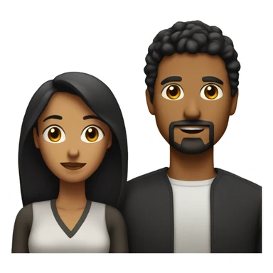 brown man with black hair and goatee and brown woman sticker