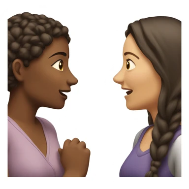 One woman whispers into the ear of another woman closing by hand sticker