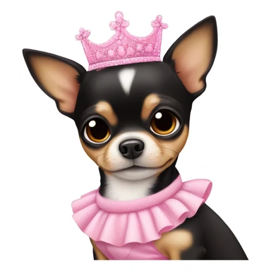 black & tan chihuahua puppy wearing a pink princess dress sticker