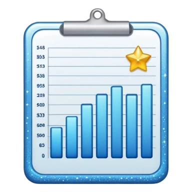 ios style emoji for report sheet consisting graph/ charts with sparkle around the report , no numbers sticker