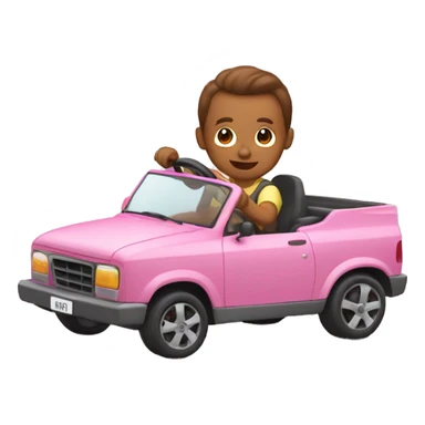 Chico manejando coche rosa sticker