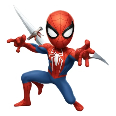 Spider-man with a BIG SWORD in a fighting pose sticker