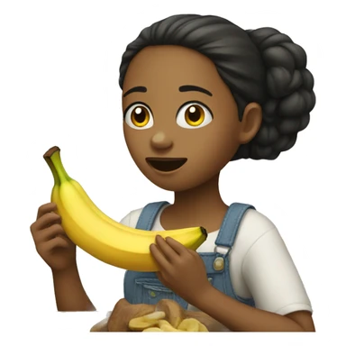 A girl eating banana  sticker