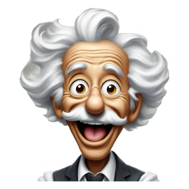 Laughing nuclear Einstein in Uncle Scrooge style, oil paint, mysterious eyes, intricate lips, masterpiece pose, odd perspective, beautiful, desirable, logical sticker