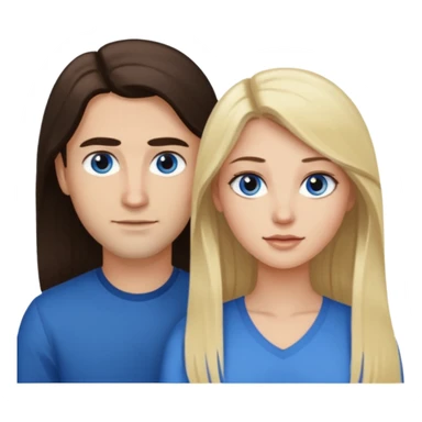 Woman with long dark brown hair and brown eyes beside a man with blonde hair and blue eyes sticker