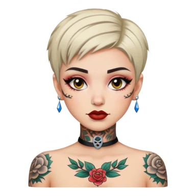 pretty neck tattoo short hair baddie with makeup sticker