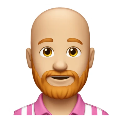 Bald redhair beard with a flashy pink polo sticker