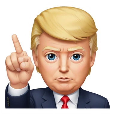 Super realistic Donald Trump pointing index finger up, realistic face sticker