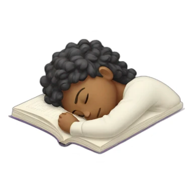 student sleeping with a textbook sticker