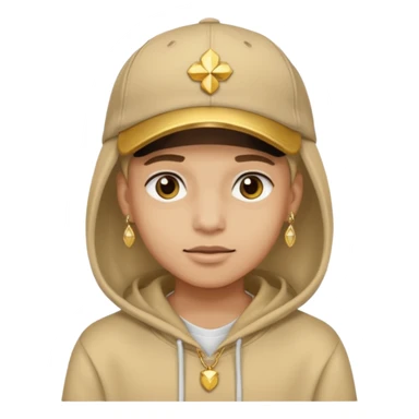 {
  "type": "human",
  "look": "tan hoodie, cap, gold jewelry, neutral face"
} sticker