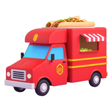 generate me a 3D red truck shawarma sticker