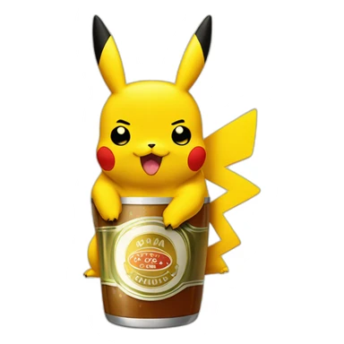 pikachu qui boit une biere sticker