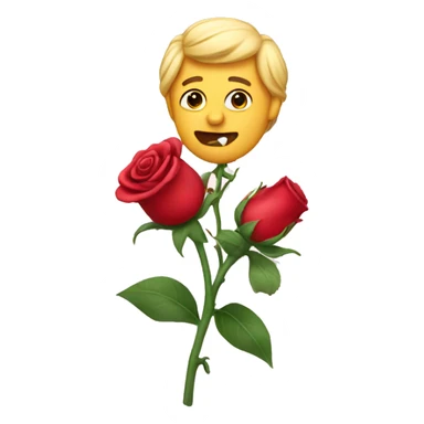 Emoji holding a rose sticker