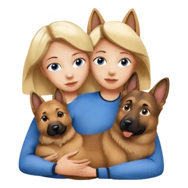 Blonde with blue eyes hugs shepherd dog sticker