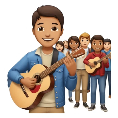 Street Musician + fan photo + crowd, Street Memories. sticker