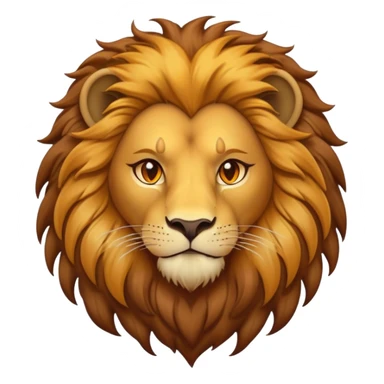 Cinematic Noble Lion Portrait Emoji, Poised and regal, with a powerful, muscular build and a majestic, tawny mane, deep-set soulful amber eyes, Simplified yet sharp and sophisticated features, highly detailed, glowing with a warm, dignified glow, high shine, intelligent and fierce, stylized with an air of wild majesty, focused and attentive, soft glowing outline, capturing the essence of a watchful and confident king, so majestic it feels as though it could roar out of the screen with effortless authority! sticker