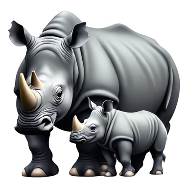 Rhinoceros mother with baby rhino calf sticker