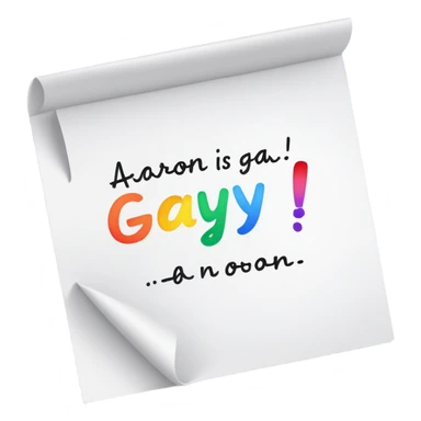 paper saying aaron is gay sticker