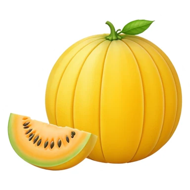 whole yellow melon with slice on right side  sticker