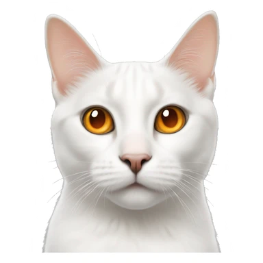 White cat with a black nose and a black spot of the upper right side and a orange spot on the upper left side of face sticker