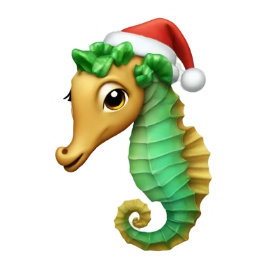 Seahorse wearing Christmas hat sticker