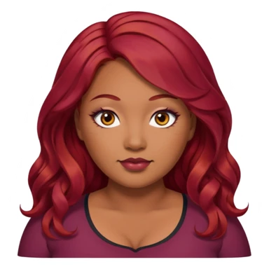 Plus size red hair brown face small eyes long hair Asian eyes small eyes wavy hair eye lashes burgundy hair sticker