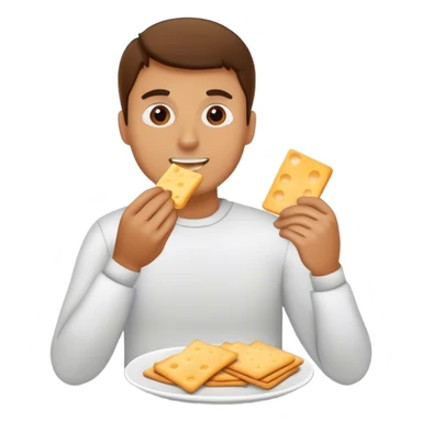 Man eating cheese and crackers sticker