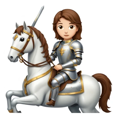Renaissance princess knight with brown hair on horse sticker