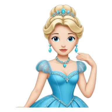 Cinderella in turquoise evening dress with gems sticker