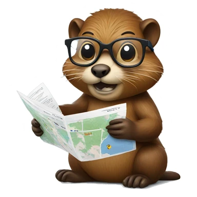 a beaver wearing glasses reading map sticker