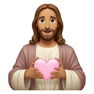 Jesus making light pink heart with hands sticker