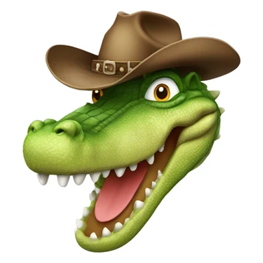 Crocodile riding a back, wearing a cowboy hat  sticker