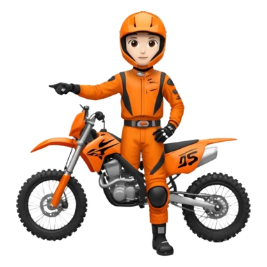 dirtbike rider in orange gear signing autographs sticker