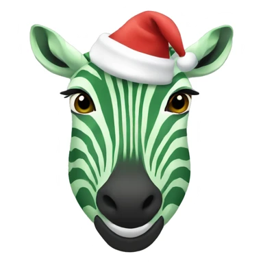 Green zebra with Santa hat  sticker