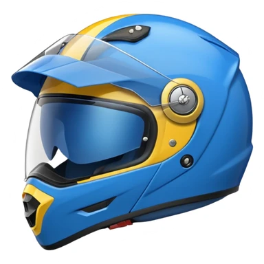 emoji capacete de moto azul (use a cor no HEX/HTML #1440FF) e com detalhes amarelo (use a cor no HEX/HTML #FFA814), com maior predominância no azul  sticker