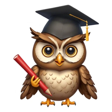 Owl smiling with graduation hat and diploma in claws sticker