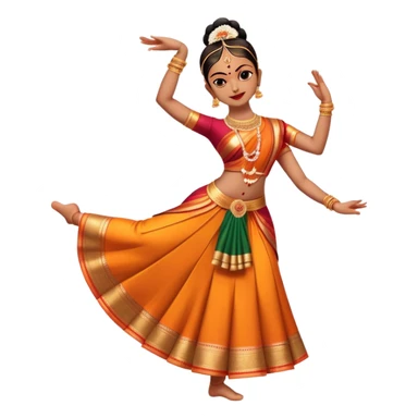 cinematic-realistic-bharatanatyam-dance-emoji,-depicted-as-an-elegant-classical-indian-dance-performance-with-graceful-poses,-intricate-costumes,-and-expressive-hand-gestures,-rendered-with-rich-textures-and-warm-dramatic-lighting, single dancer sticker
