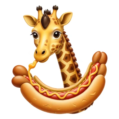 Giraffe eats hotdog sticker