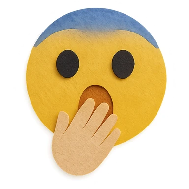 surprised face with hand over mouth, paper craft style sticker