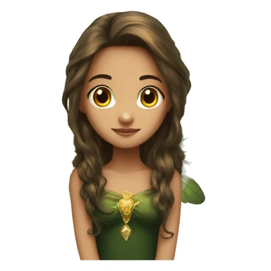 big wings, Beautiful, fairy, gold, brown, dark green, green, long hair sticker