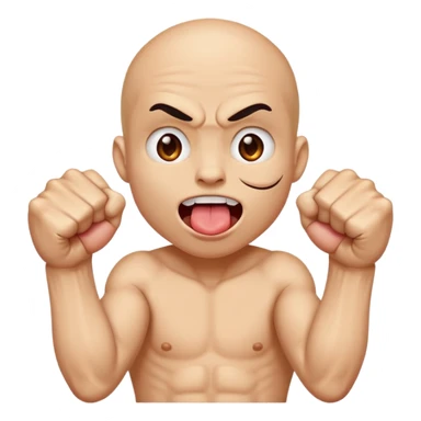 Tongue out face with two fists on top of eachother below the face sticker