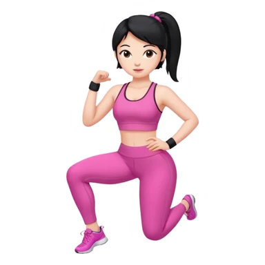 a pretty bratz fair girl in pink workout clothes (fat) and black hair sticker