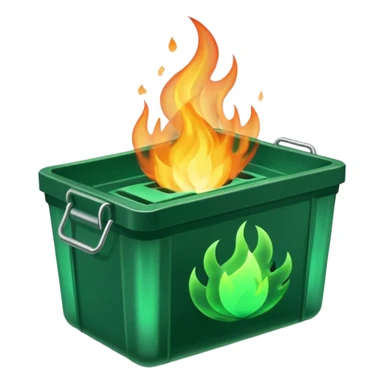 green fire in flat container sticker