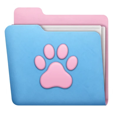 a pastel folder of documents with a pawprint on it sticker
