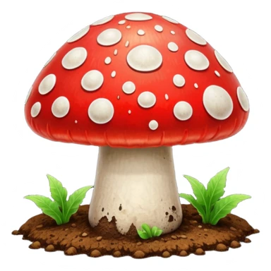 red magic mushroom with dirt sticker