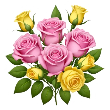 A mixed bouquet of pink roses and yellow lisianthus sticker