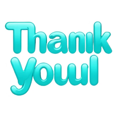 THE WORDS THANK YOU IN NEON TEAL RESEMBLING A NEON SIGN sticker